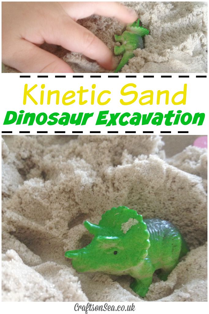 Kinetic sand dinosaur excavation activity for kids