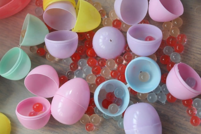 easter egg sensory bin for toddlers