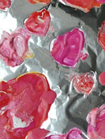 painting on foil heart activity