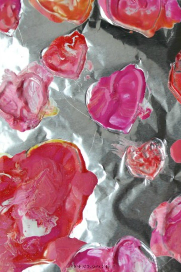 painting on foil heart activity