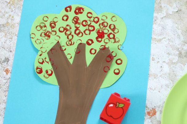 Duplo stamped apple tree craft - Crafts on Sea