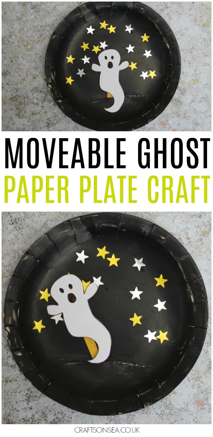MOVEABLE GHOST PAPER PLATE CRAFT FOR KIDS