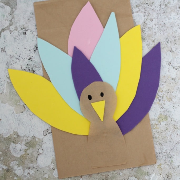 Paper Bag Turkey Craft for Kids puppet
