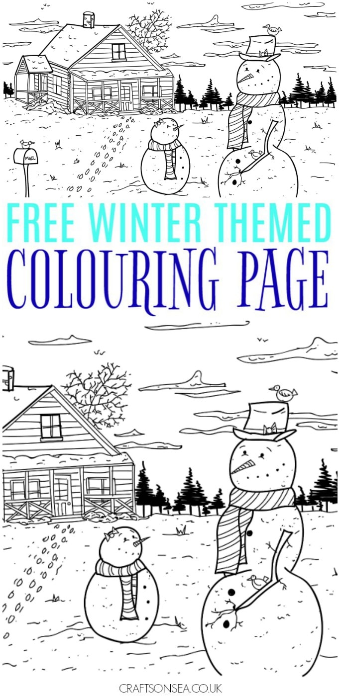 free winter colouring page for adults and kids