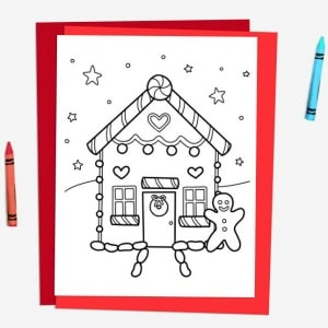 gingerbread house colouring page 300