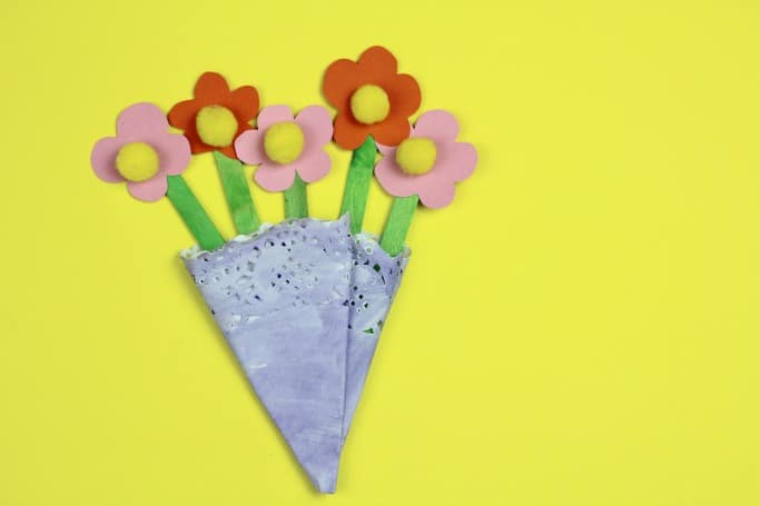 doily vase flower craft for kids preschool