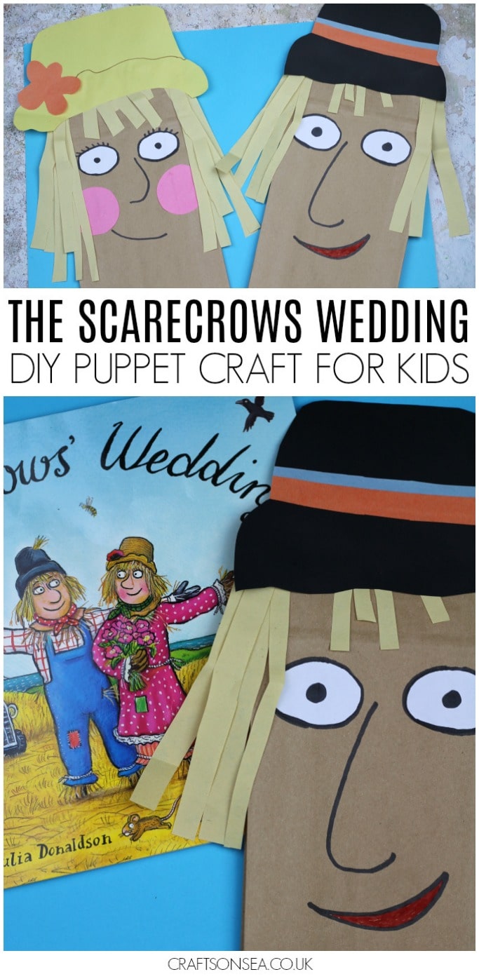 the scarecrows wedding activity for kids easy paper bag puppet activity