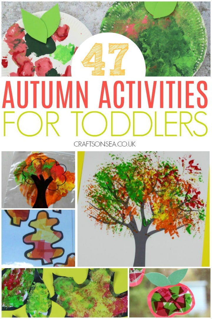 collage image of autumn activities for toddlers with fine motor ideas art ideas trees and apples