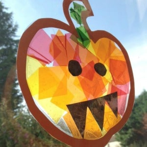 haunted house pictures to print Stained-Glass-Pumpkin-Craft-for-Kids 300