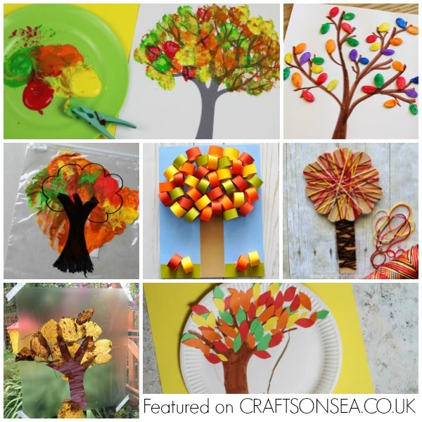 autumn tree crafts for kids collage