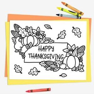 happy thanksgiving coloring page kids 300