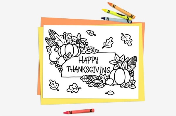happy thanksgiving coloring page kids