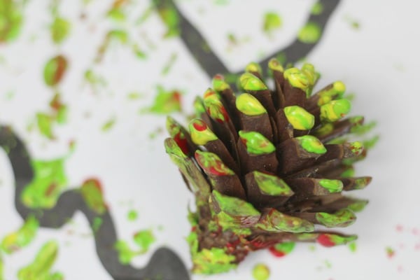 pinecone rolling autumn fall activity for kids