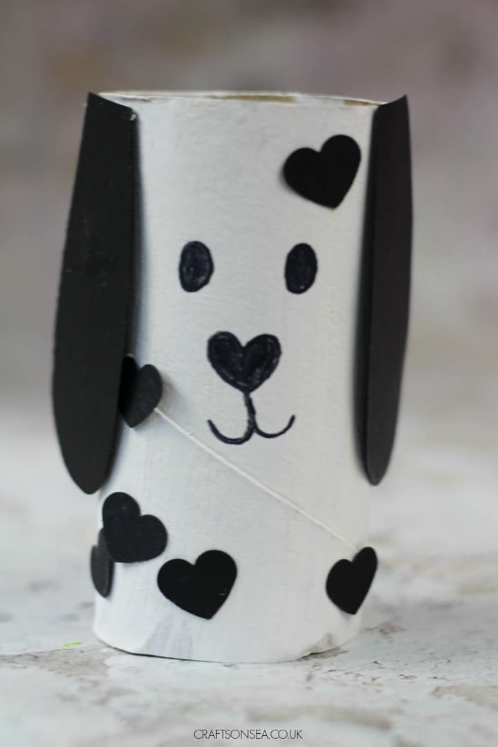 Dog Valentines Day Craft For Kids Made With a Toilet Roll