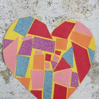 easy mosaic heart craft for kids