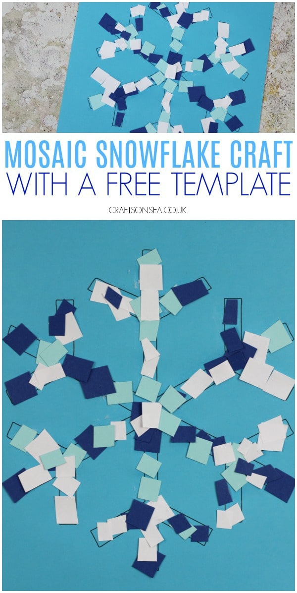 mosaic snowflake craft for kids #kidscrafts #wintercrafts
