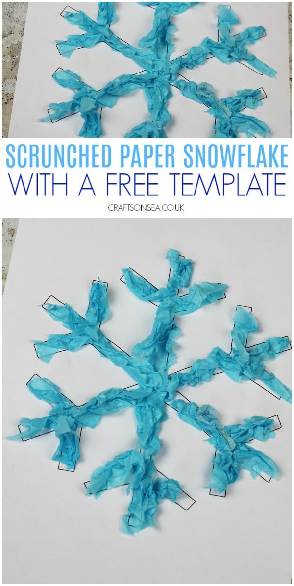 scrunched tissue paper snowflake craft for kids #kidscrafts 