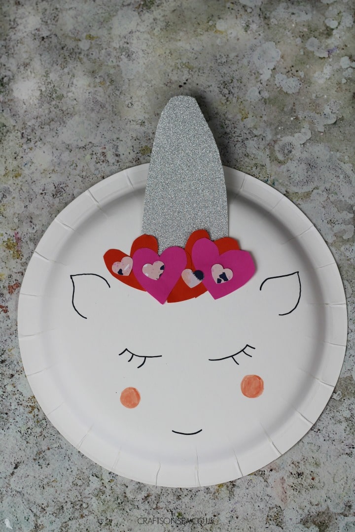 unicorn valentines day craft paper plate