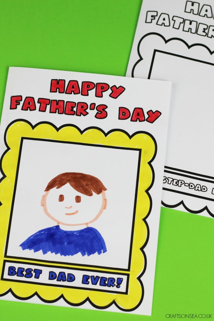free fathers day card for kids to colour