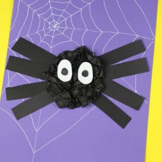 spider craft for kids suitable for preschool or eyfs using scrunched paper