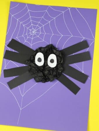 spider craft for kids suitable for preschool or eyfs using scrunched paper