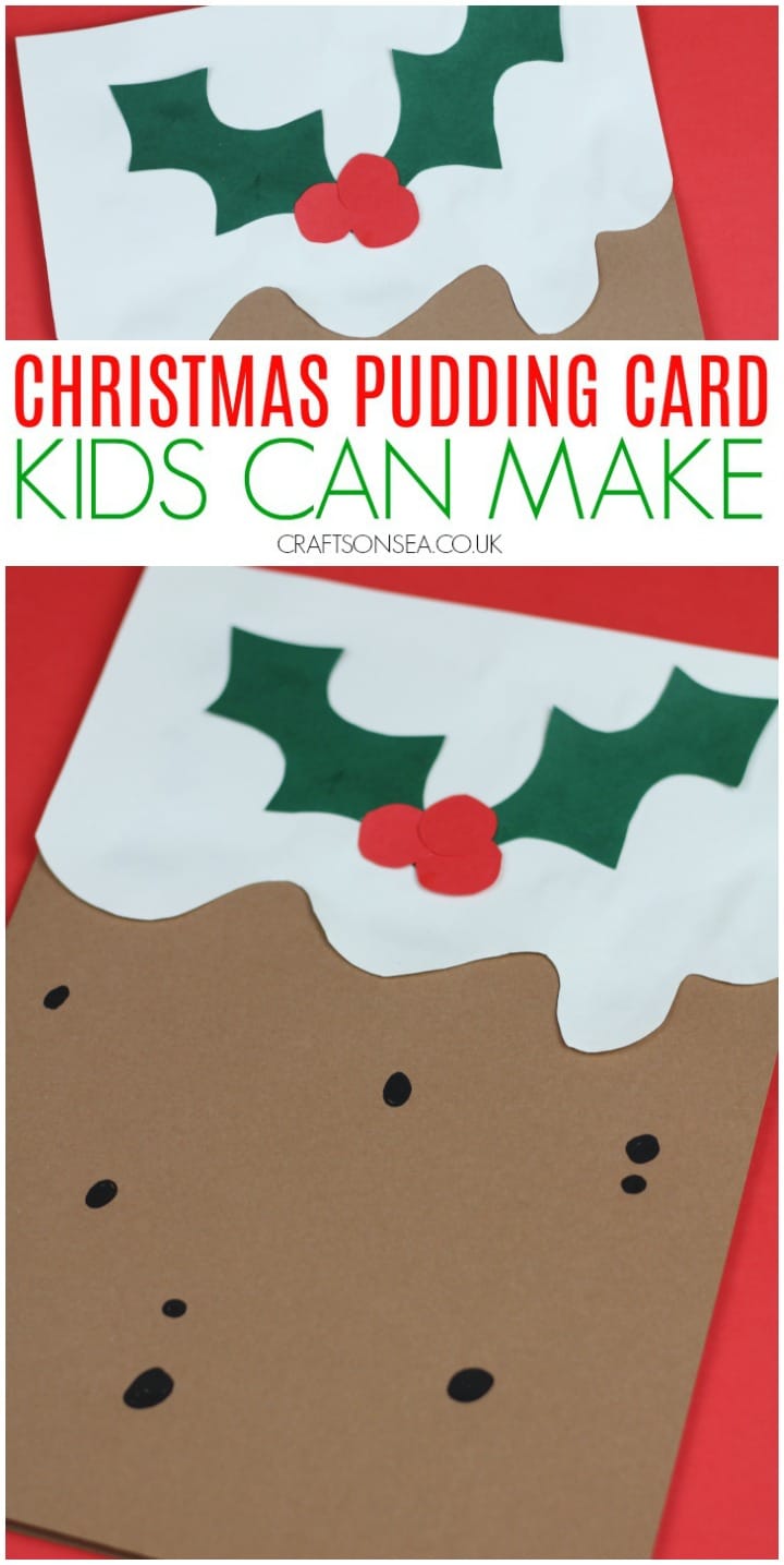 christmas pudding design for a christmas card for kids to make