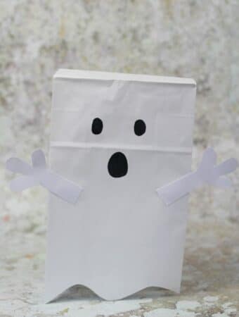 paper bag ghost puppet craft for kids
