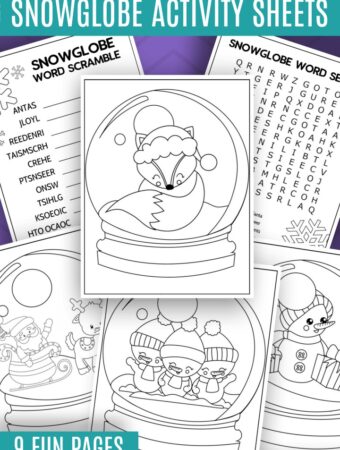 christmas activity sheets for kids free printable snowglobe designs