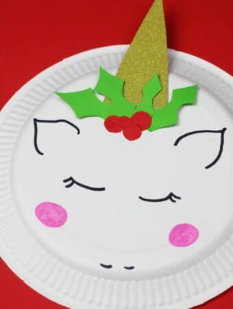 unicorn christmas craft for kids paper plate