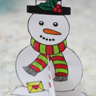 free printable christmas card for kids snowman template
