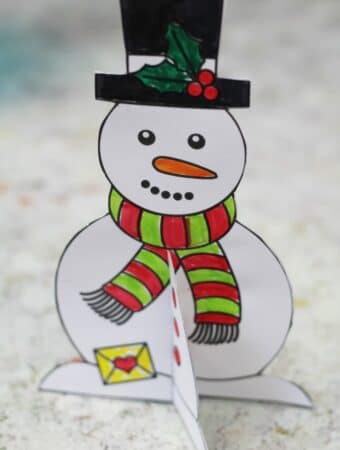 free printable christmas card for kids snowman template