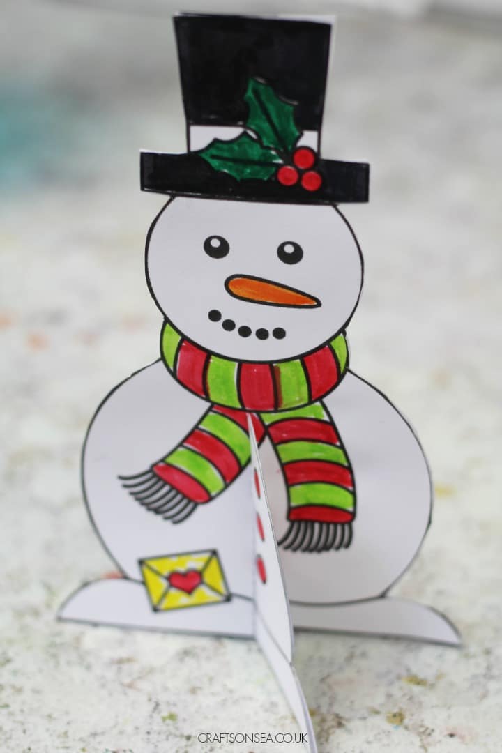 free printable christmas card for kids snowman template