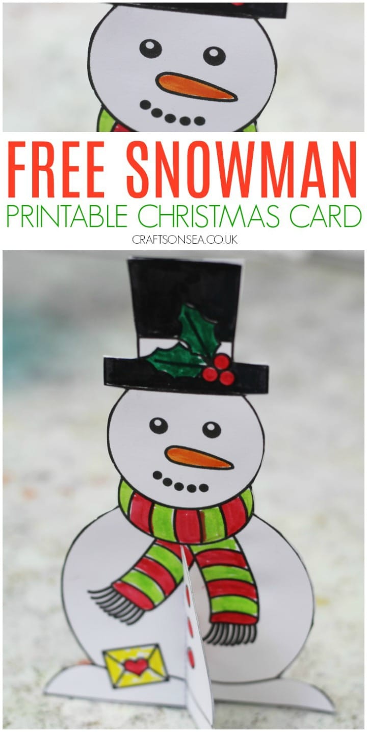 free snowman christmas card printable for kids