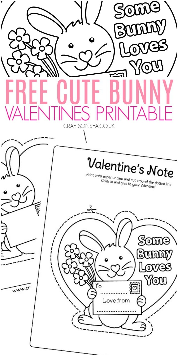 Cute Bunny Valentines Printable for Kids Free