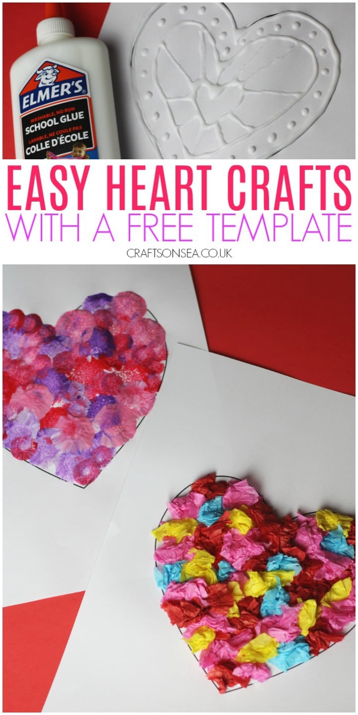 easy heart crafts for kids with a free template