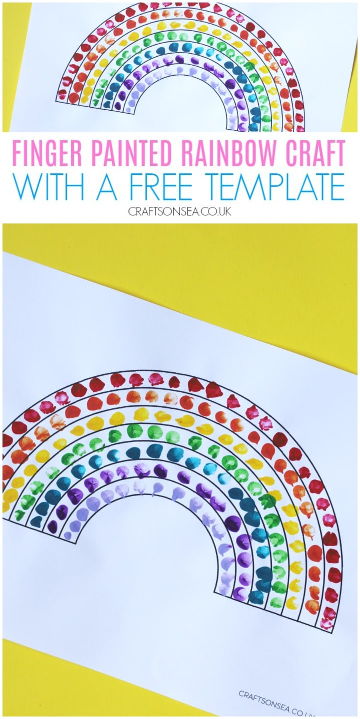 finger painted rainbow craft with a free template