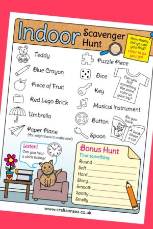Indoor Scavenger Hunt for Kids {FREE Printable} - Crafts on Sea