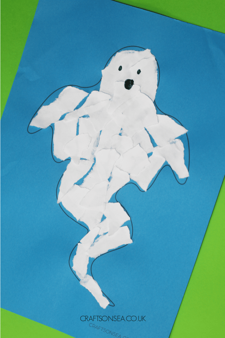 easy torn paper ghost craft