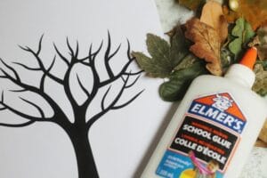 fall tree craft with real leaves template