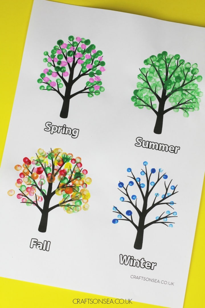 Four seasons tree craft with template