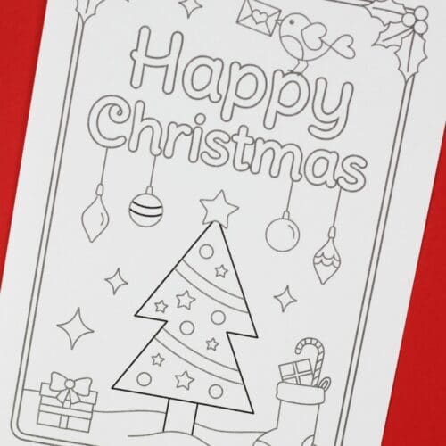 FREE Printable Christmas Cards to Colour: Christmas Tree - Crafts on Sea
