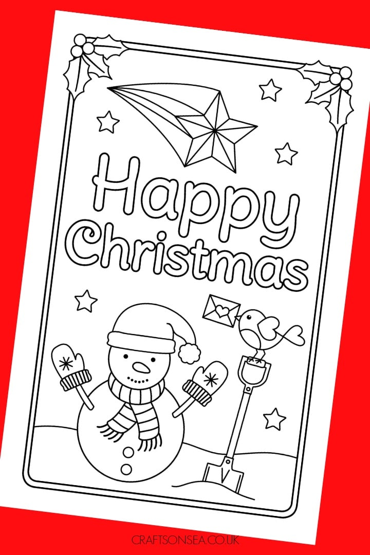 Snowman Christmas Card to Colour