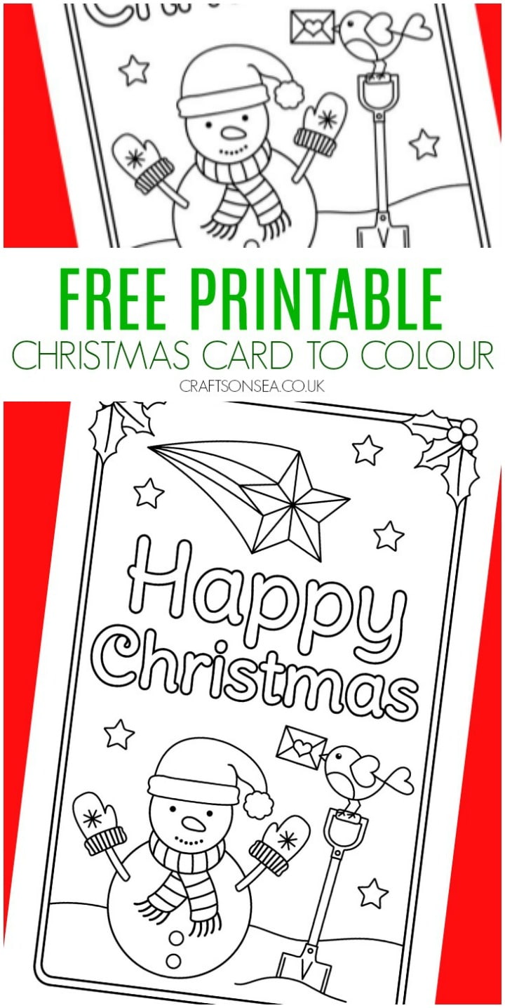 free printable christmas cards to colour snowman