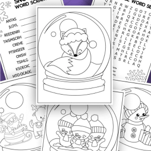 snowglobe christmas activity pages 300
