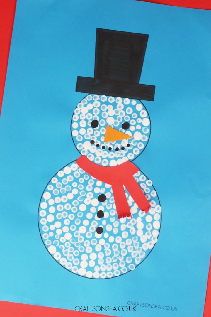 snowman craft for kids cotton buds q-tips