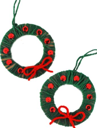 yarn wrapped wreath ornaments