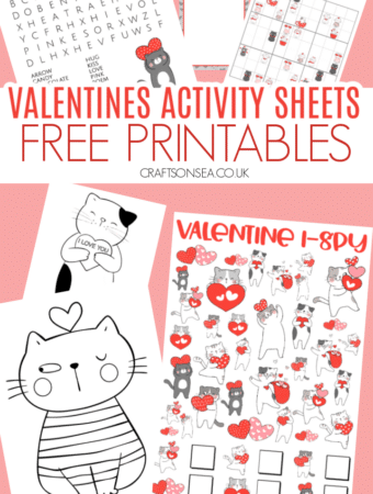 valentines activity sheets for kids cat
