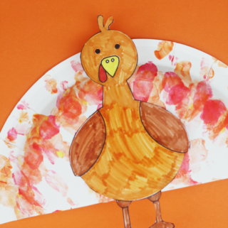 handprint paper plate turkey craft