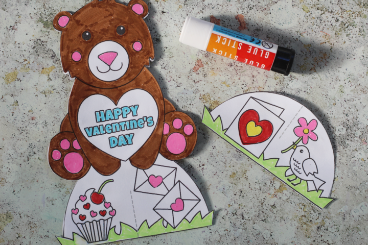 printable valentine card glue together the parts