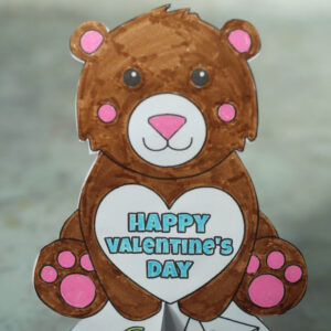 printable valentines card bear 